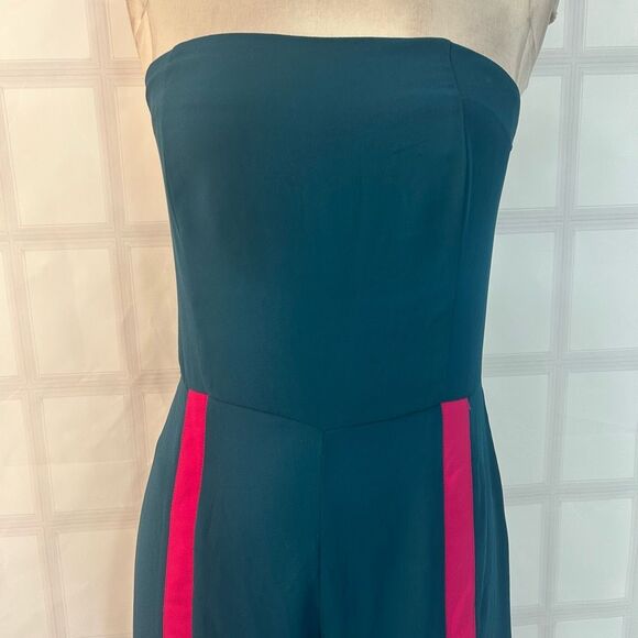 Prettylittething Strapless contrast snap front wide leg jumpsuit size 8 - Picture 5 of 12